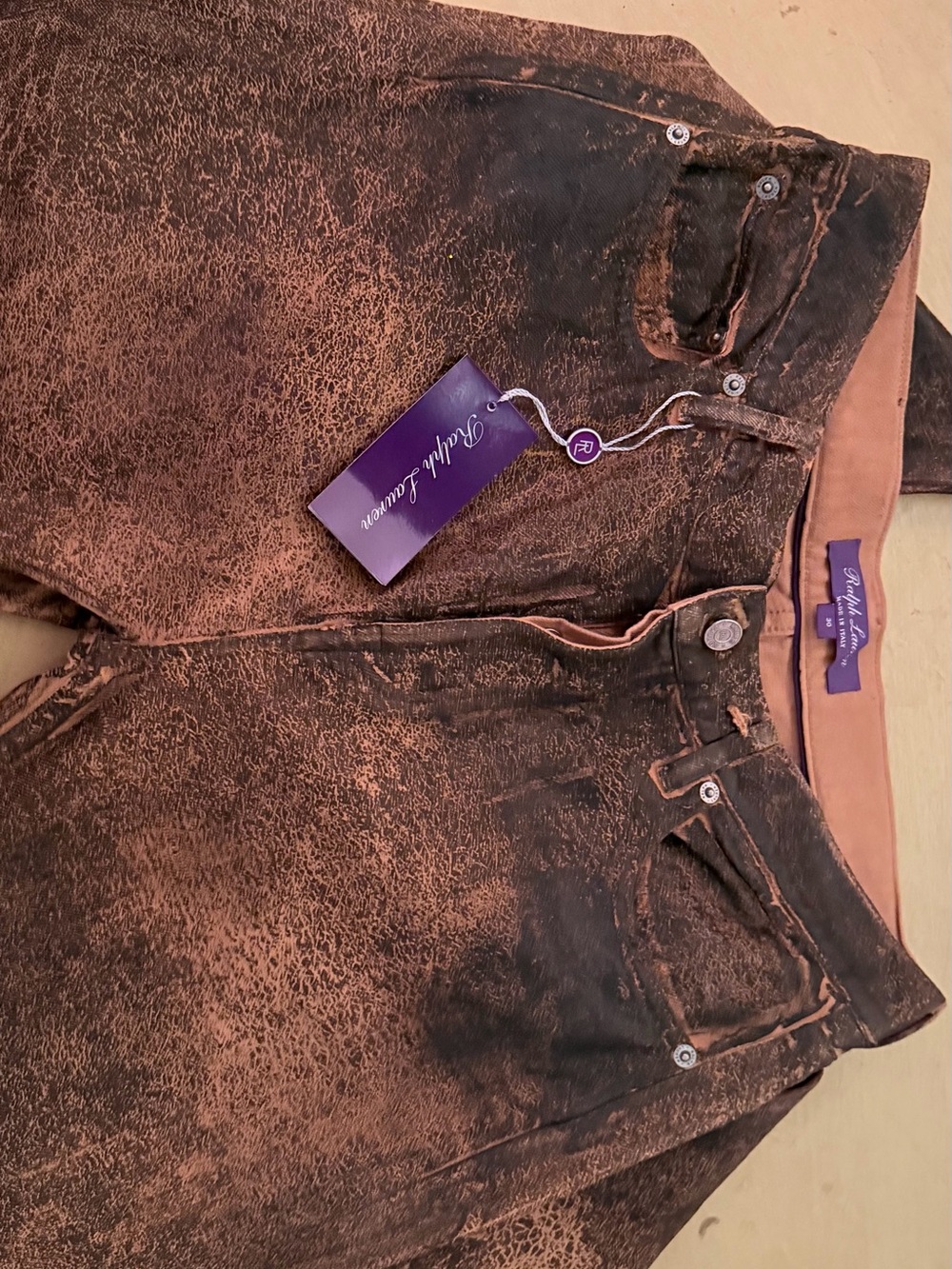 Ralph Lauren Brown Distressed Straight Leg Jeans